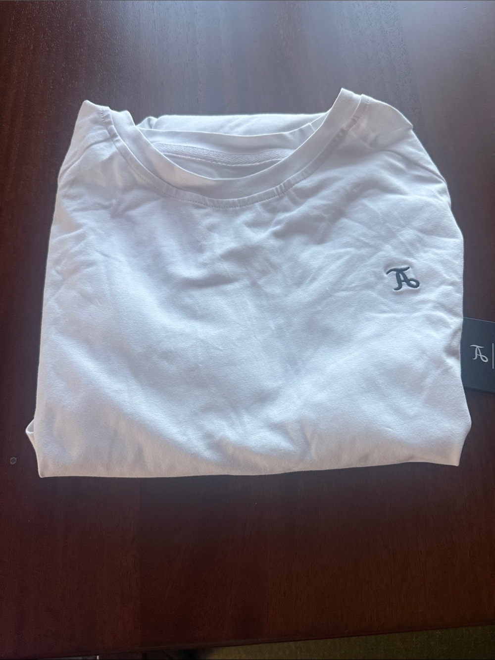 Men's White Crewneck Short Sleeve Tee with Monogram Detail